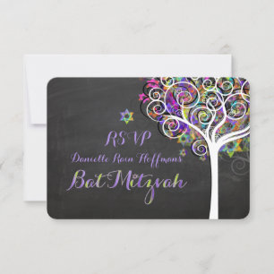 PixDezines Rsvp-boom van het leven Bat Mitzvah RSVP Kaartje