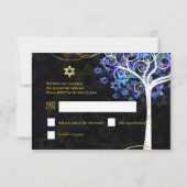 PixDezines RSVP-boom van het leven Mitzvah/Paars+A RSVP Kaartje (Achterkant)