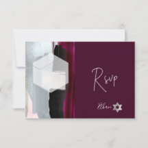 PixDezines RSVP bordeaux waterverf Bat Mitzvah ✡