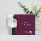 PixDezines RSVP Bourgogne Waterverf Bat Mitzvah ✡ (Staand voorkant)