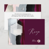 PixDezines RSVP Bourgogne Waterverf Bat Mitzvah ✡ (Voorkant / Achterkant)