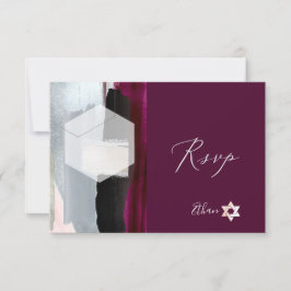 PixDezines RSVP Bourgogne Waterverf Bat Mitzvah ✡ Kaartje