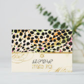 PixDezines rsvp cheetah/Bat Mitzvah Kaart (Staand voorkant)