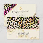 PixDezines rsvp cheetah/Bat Mitzvah Kaart (Voorkant / Achterkant)