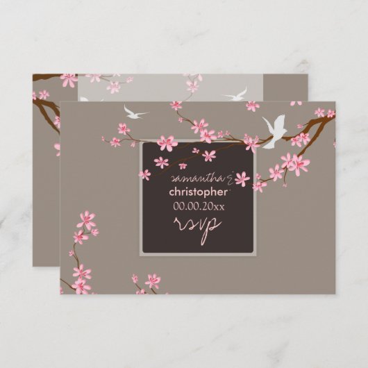 PixDezines rsvp Cherry Blossom/diy background (Voorkant / Achterkant)