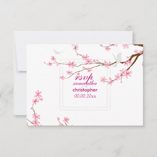 PixDezines RSVP CHERRY BLOSSOMS/DIY ACHTERGROND Kaartje (Voorkant)