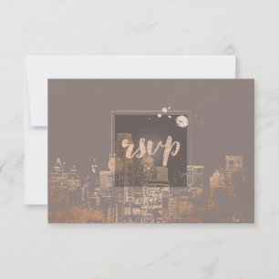 PixDezines RSVP Dallas Skyline/Pink Gold/DIY kleur Kaartje