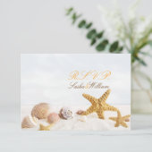 PixDezines RSVP, DANCING STARFISH/SEASHELL RSVP Kaartje (Staand voorkant)