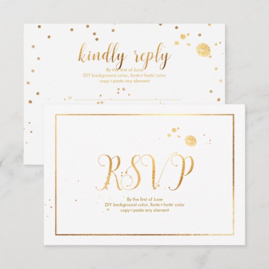 PixDezines RSVP Dazzled/Faux Gold/DIY Achtergrond (Voorkant / Achterkant)