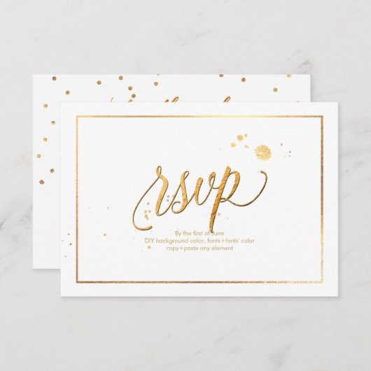 PixDezines RSVP Dazzled/Faux Gold/DIY Achtergrond (Voorkant / Achterkant)