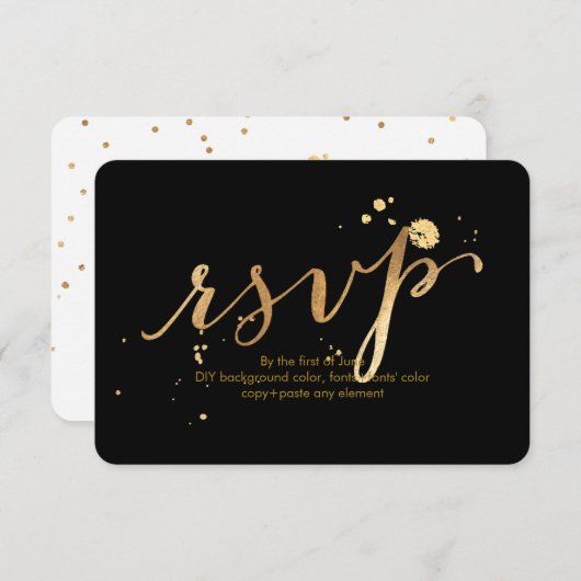 PixDezines RSVP Dazzled/Faux Gold/DIY Achtergrond (Voorkant / Achterkant)