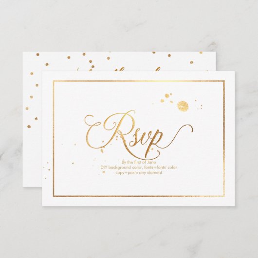 PixDezines RSVP Dazzled/Faux Gold/DIY Achtergrond (Voorkant / Achterkant)
