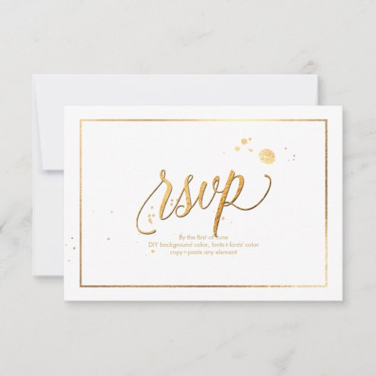 PixDezines RSVP Dazzled/Faux Gold/DIY Achtergrond Kaartje (Voorkant)