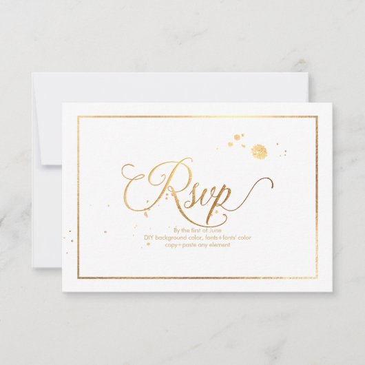 PixDezines RSVP Dazzled/Faux Gold/DIY Achtergrond Kaartje (Voorkant)