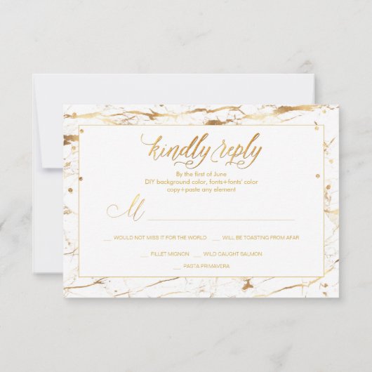 PixDezines RSVP Dazzled Faux Gold Marble Confetti (Achterkant)