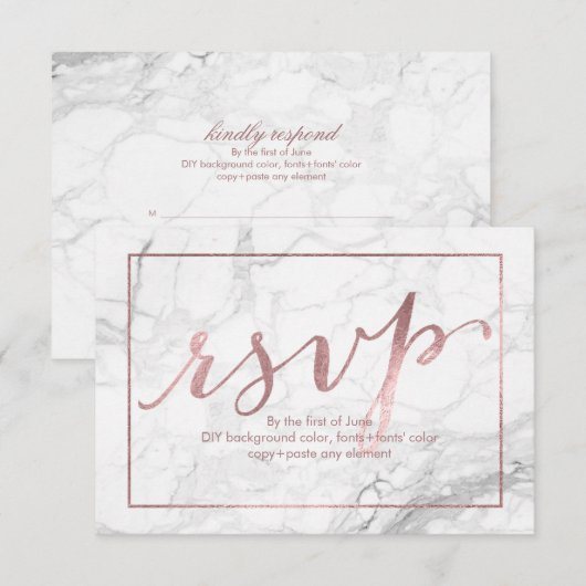 PixDezines RSVP Dazzled/Faux Roos Gold/Marble (Voorkant / Achterkant)