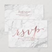 PixDezines RSVP Dazzled/Faux Roos Gold/Marble Kaartje (Voorkant / Achterkant)