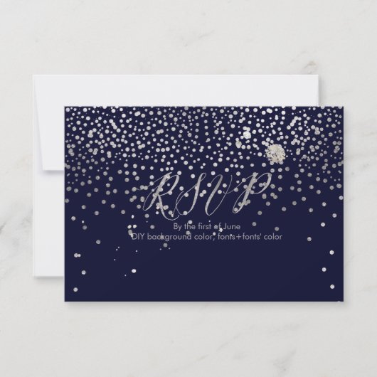 PixDezines RSVP Dazzled/Faux Silver/Navy Blue (Voorkant)