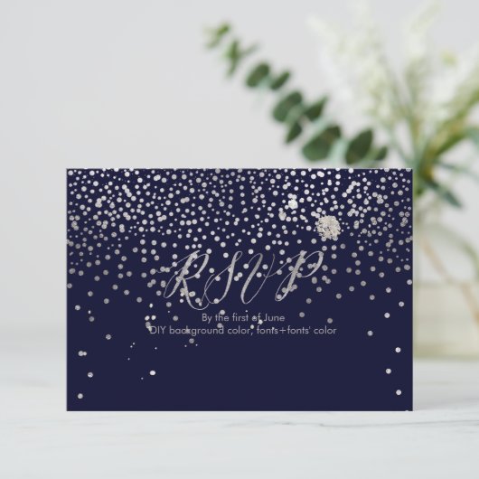 PixDezines RSVP Dazzled/Faux Silver/Navy Blue (Staand voorkant)