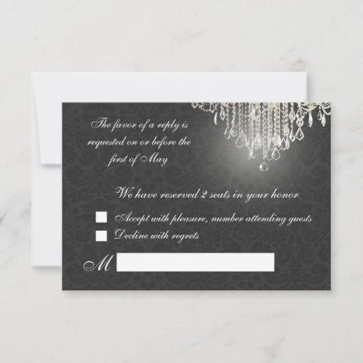 PixDezines rsvp, desiree damask RSVP Kaartje (Voorkant)