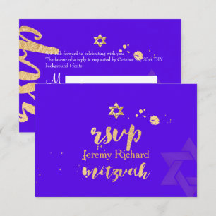PixDezines rsvp DIY kleur, Bar Mitswa  Violet Kaart