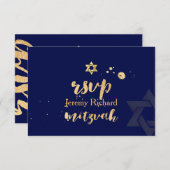 PixDezines rsvp DIY-kleur, Bar Mitzvah Kaart (Voorkant / Achterkant)