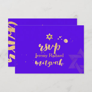 PixDezines rsvp DIY-kleur, Bar Mitzvah  Violet Kaart