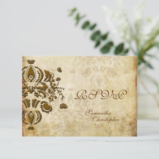 PixDezines RSVP,  DOLCE DAMASK RSVP Kaartje (Staand voorkant)