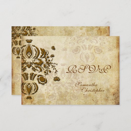 PixDezines RSVP,  DOLCE DAMASK RSVP Kaartje (Voorkant / Achterkant)
