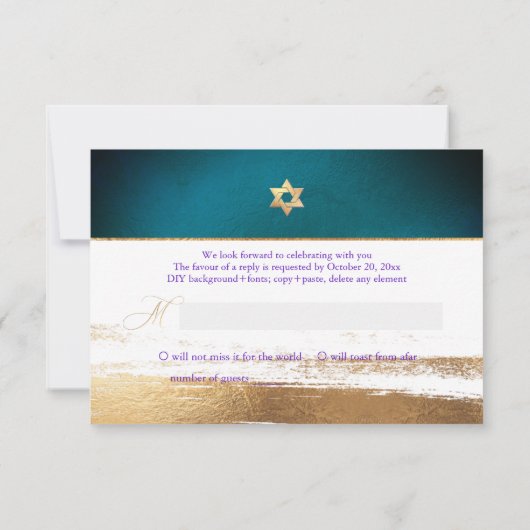 PixDezines RSVP Donker Blauwgroen Groen Mitzvah ✡ (Achterkant)