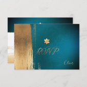 PixDezines RSVP Donker Blauwgroen Groen Mitzvah ✡ (Voorkant / Achterkant)