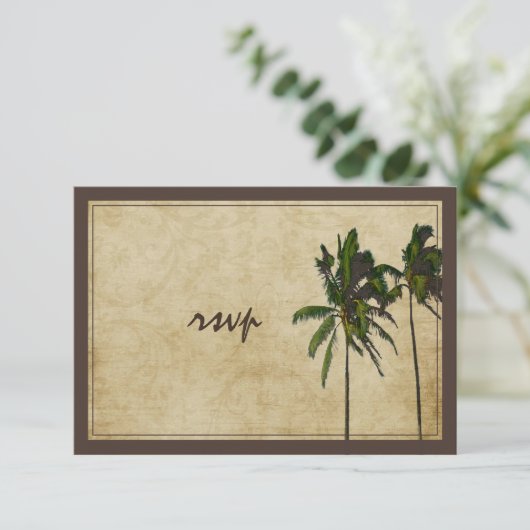 PixDezines rsvp  dubbele palmen/diy fonts Kaartje (Staand voorkant)