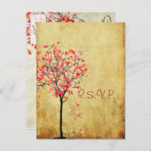 PixDezines rsvp  esdoorn boom/sinaasappel+roze Uitnodiging Briefkaart (Voorkant / Achterkant)
