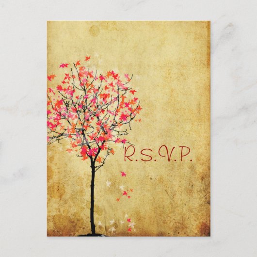 PixDezines rsvp  esdoorn boom/sinaasappel+roze Uitnodiging Briefkaart (Voorkant)