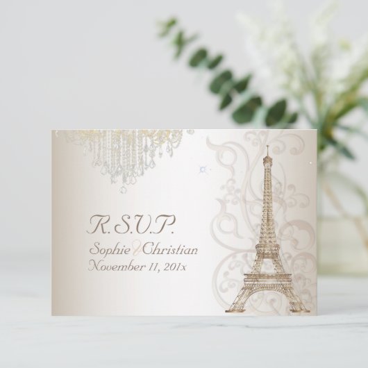 PixDezines RSVP Faux Bronze Eiffel Tower/Champagne (Staand voorkant)