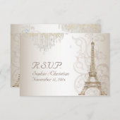 PixDezines RSVP Faux Bronze Eiffel Tower/Champagne (Voorkant / Achterkant)