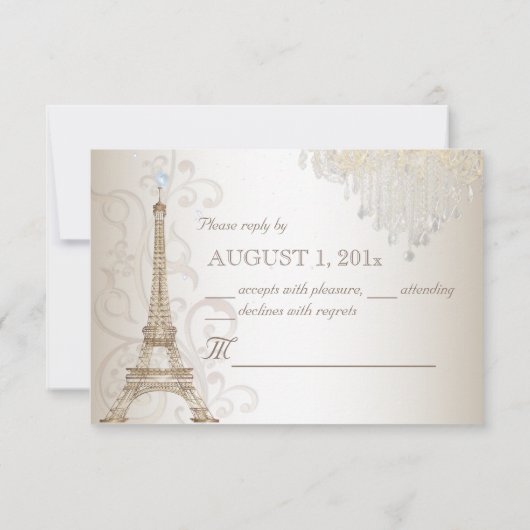PixDezines RSVP Faux Bronze Eiffel Tower/Champagne Kaartje (Achterkant)