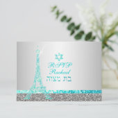 PixDezines rsvp faux glitter eiffel/bat mitswa (Staand voorkant)