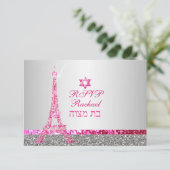 PixDezines rsvp faux glitter eiffel/bat mitzvah (Staand voorkant)