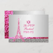 PixDezines rsvp faux glitter eiffel/bat mitzvah (Voorkant / Achterkant)