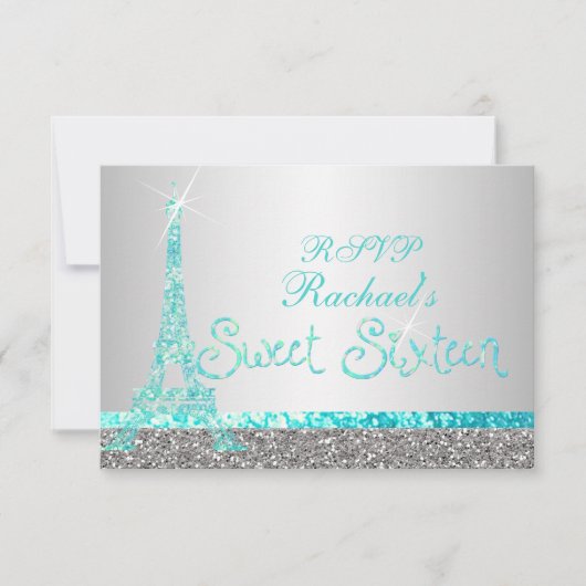 PixDezines rsvp faux glitter eiffel/zoete zestien (Voorkant)