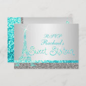 PixDezines rsvp faux glitter eiffel/zoete zestien (Voorkant / Achterkant)