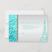 PixDezines rsvp faux glitter eiffel/zoete zestien Kaartje (Achterkant)