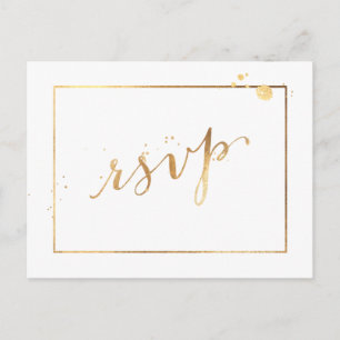 PixDezines RSVP/FAUX GOLD/FUN SCRIPT/DIY COLOR Uitnodiging Briefkaart