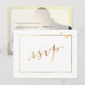 PixDezines RSVP/FAUX GOLD/FUN SCRIPT/DIY KLEUR Uitnodiging Briefkaart (Voorkant / Achterkant)