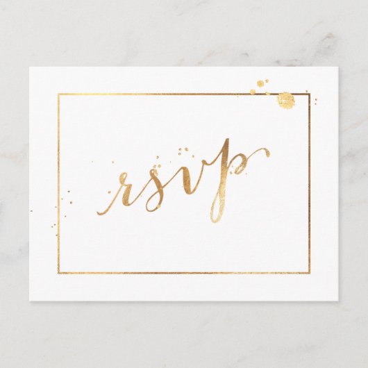 PixDezines RSVP/FAUX GOLD/FUN SCRIPT/DIY KLEUR Uitnodiging Briefkaart (Voorkant)