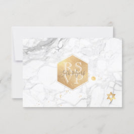 PixDezines RSVP Faux Gold Honeycomb Bar Mitzvah ✡ Kaartje