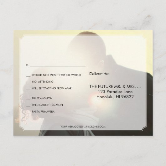 PixDezines RSVP/FAUX GOLD/MARBLE/FUN SCRIPT Uitnodiging Briefkaart (Achterkant)