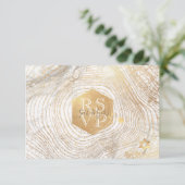 PixDezines RSVP Faux Gold Tree Rings Bar Mitzvah ✡ Kaartje (Staand voorkant)