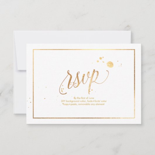 PixDezines RSVP Faux Gold Veins Marble Confetti (Voorkant)
